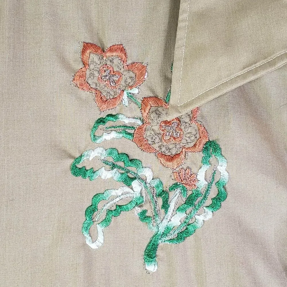VTG 70s Pearl Snap Western Shirt Mens L Rockabilly Floral Cowboy Montgomery Ward - Picture 7 of 10